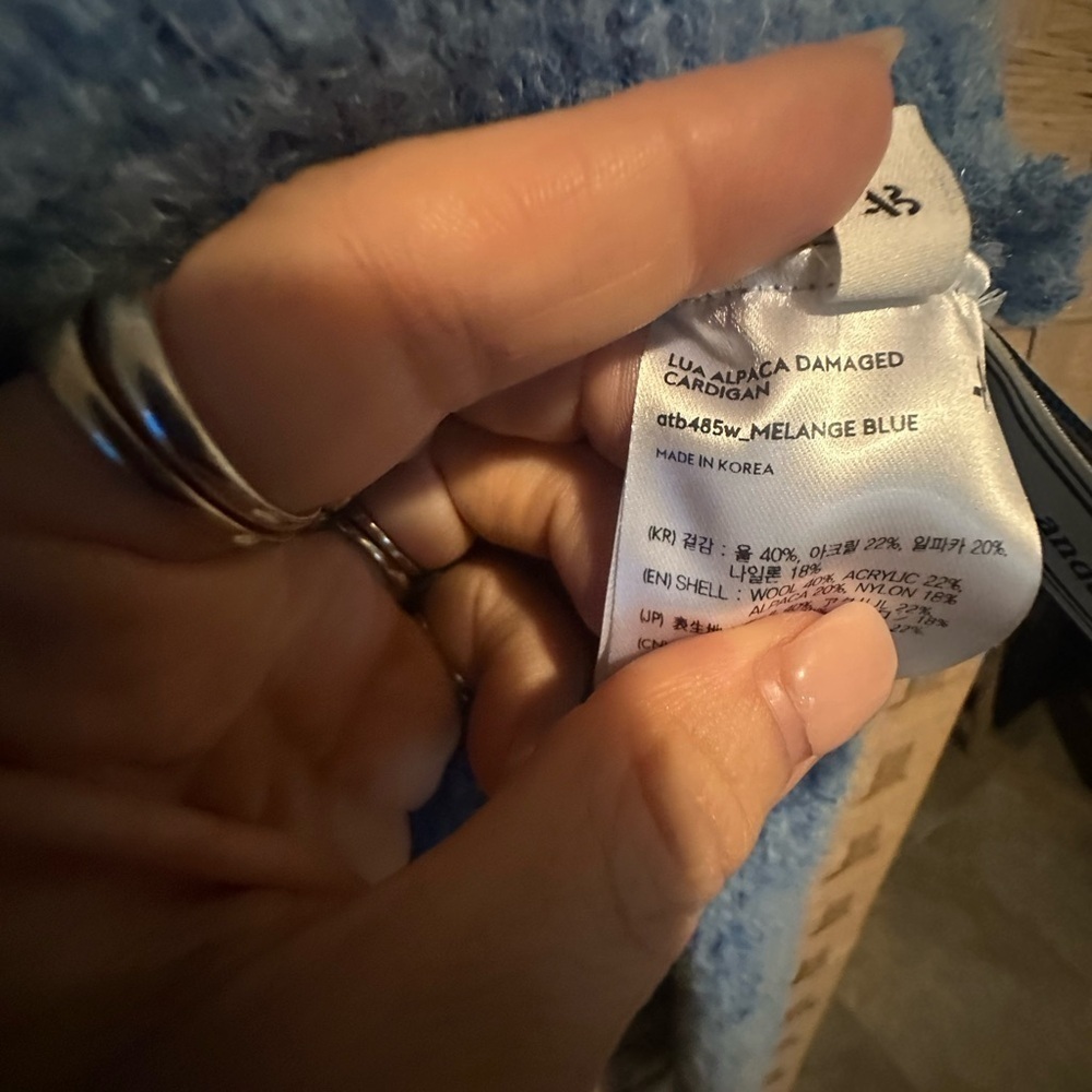 Andersson Bell Blue Lua Alpaca Boucle Wool Blend Distressed Cardigan Size XS - Picture 7 of 7